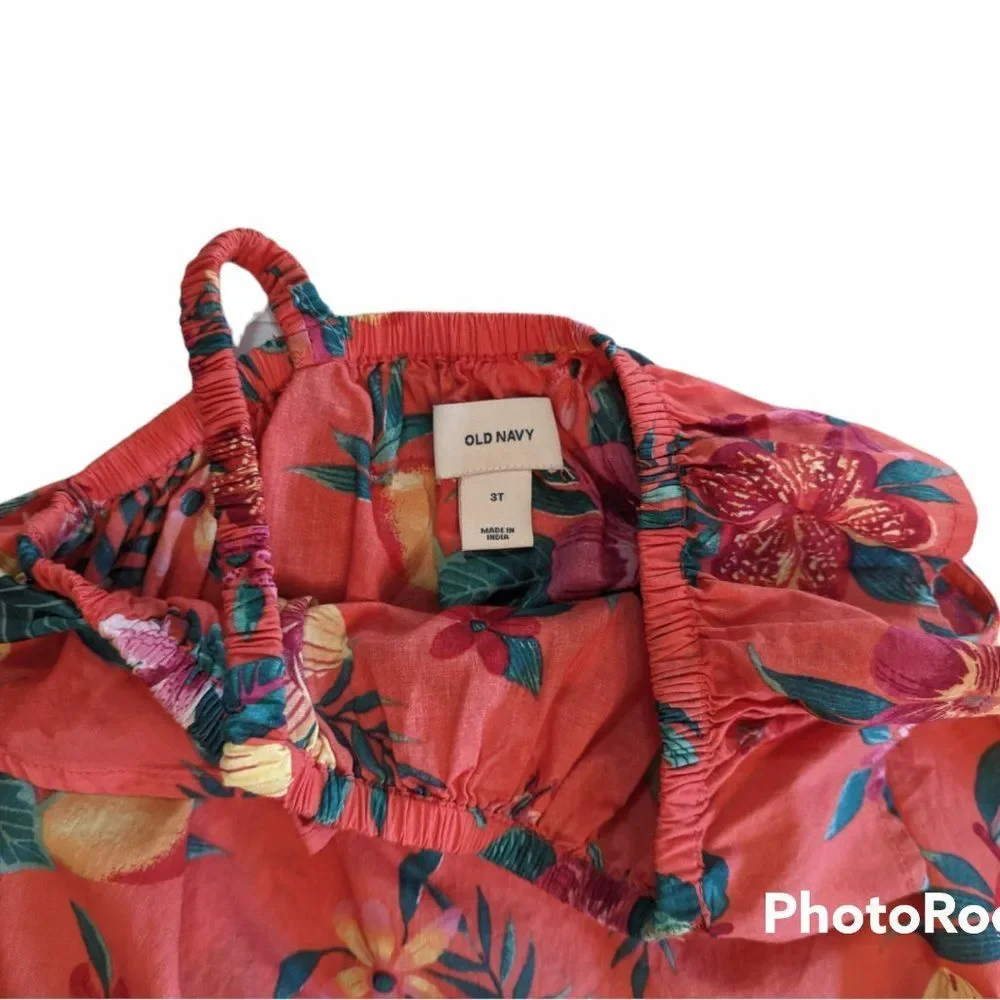 Girls Old Navy Cold Shoulder Tropical Ruffle Top, Size 3T